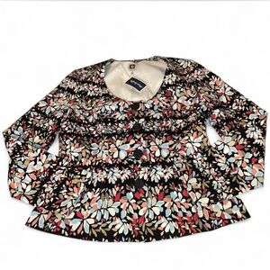 Anne Klein Black Multicolor Floral Blazer Size 12 - NWT